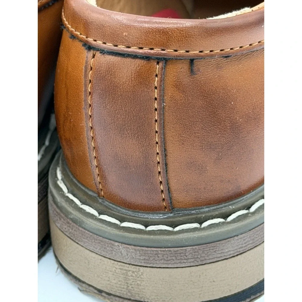 Bruno Marc Brown Boy's Dress Loafers Buckle Faux Leather Size 11